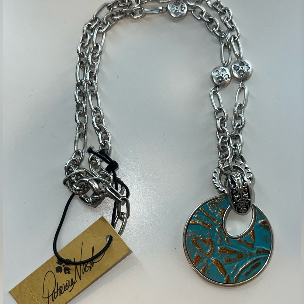 Patricia Nash Necklace with Silver and Turquoise Pendant